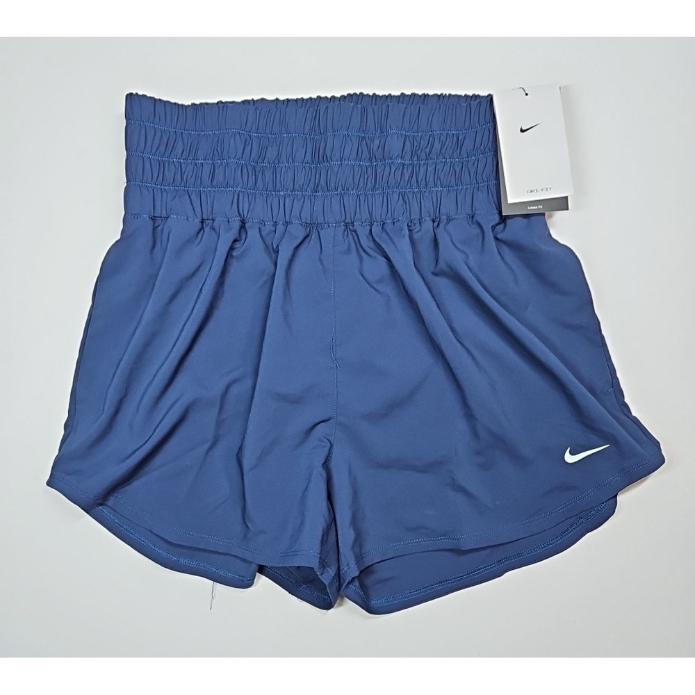 Nike Dri-FIT Womens Blue High Rise Lined Training Shorts Pockets Size Medium NWT - Picture 1 of 10